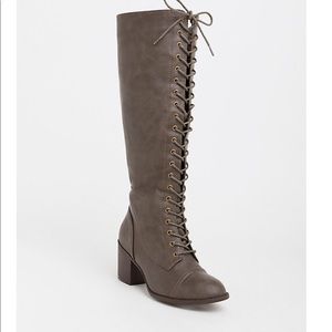 Knee high lace up boots